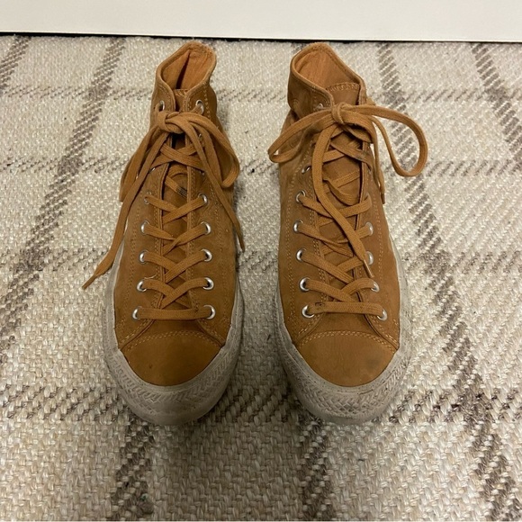 Converse All Star High Top Leather Unisex Mens 11.5 Women's 13.5 Tan Brown - Picture 1 of 6